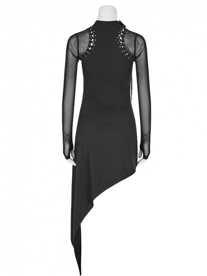 Asymmetrisches Kleid mit transparenten Ärmeln | Kleider ...