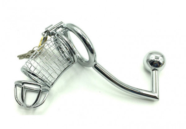 Metal chastity cage with grid