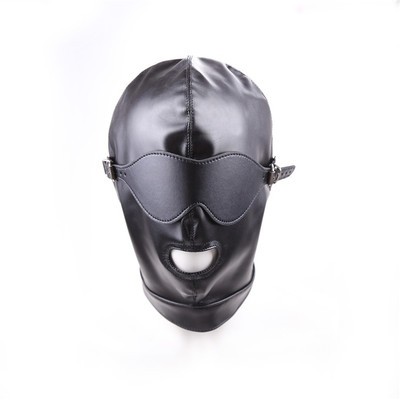 Faux leather mask with mouth opening