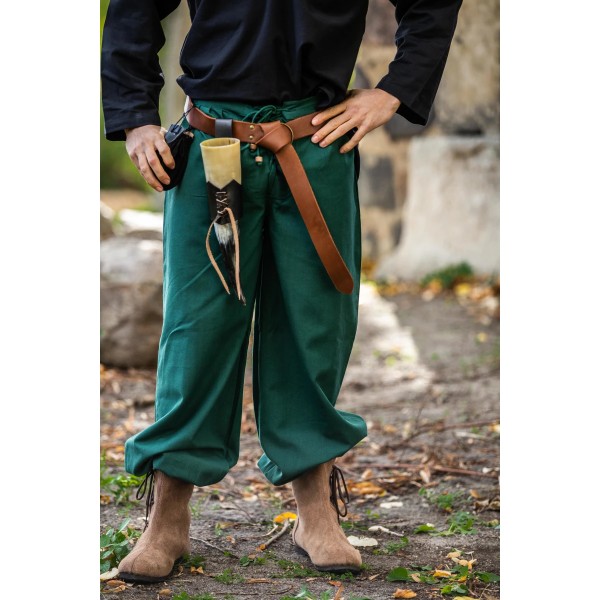 Trousers with elastic waistband and drawstring in the crotch