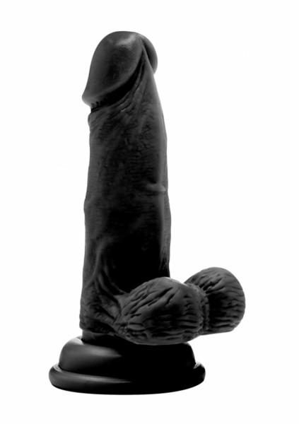 Realistischer Dildo mit Hodensack schwarz 6 Inch